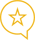 A yellow speech bubble with a star inside of it.