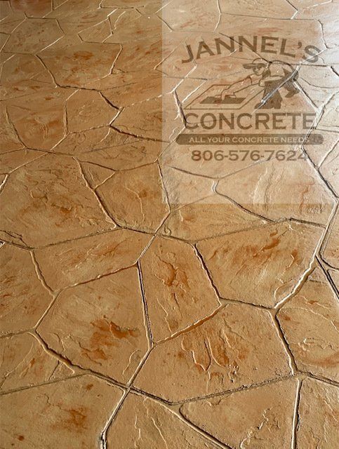 A concrete floor with a jannel 's concrete logo on it