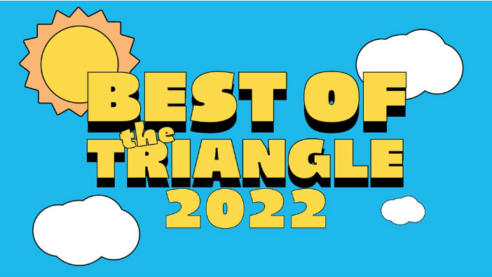A blue background with the words best of the triangle 2022
