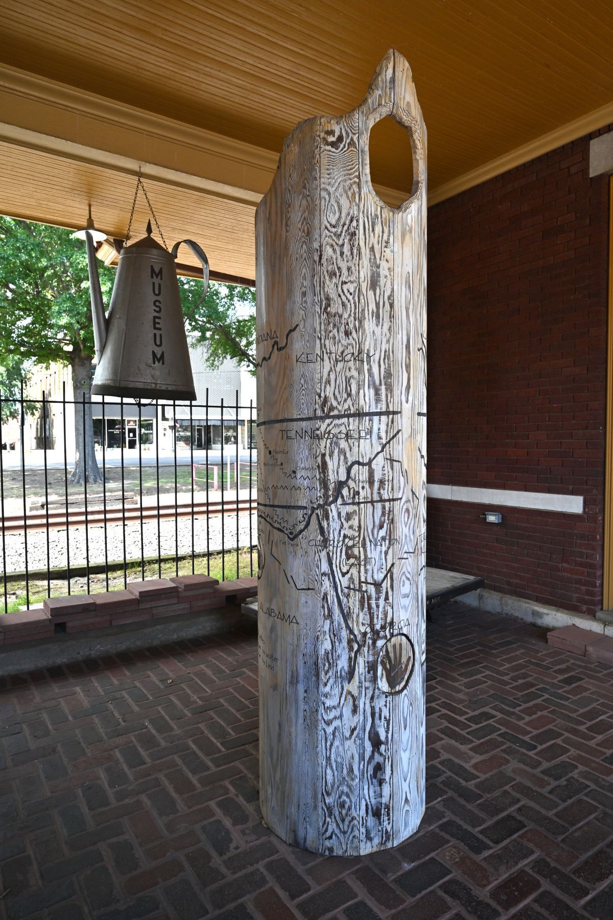 Artwork depicting the Trail of Tears displayed at the Morrilton Train Depot Conway County History Museum