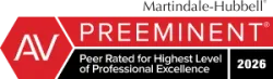 Martindale-Hubbell AV Preeminent rating, Peer Rated for Highest Level of Professional Excellence, valid through 2026.