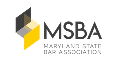 MSBA logo: abstract geometric shapes in black, yellow, and gray; text "MSBA" and "Maryland State Bar Association."