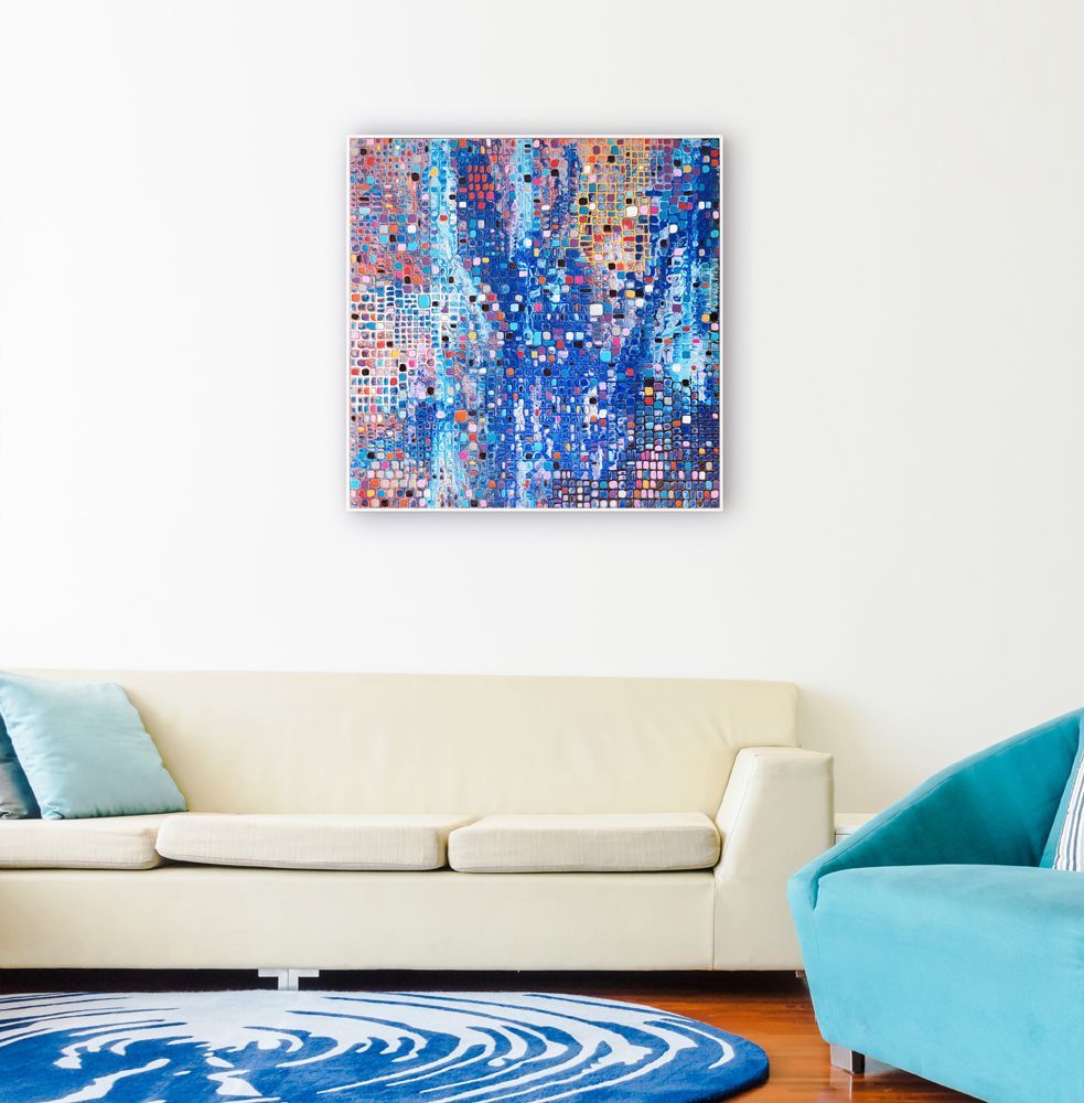 compositie blauwe vierkanten 8 - schilderij van Jo & Josie, verfding.nl