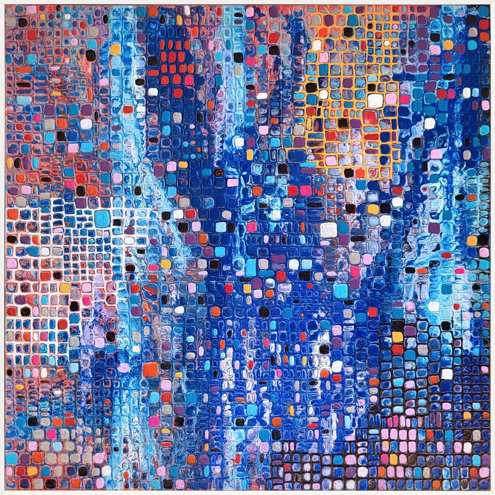 compositie blauwe vierkanten 8 - schilderij van Jo & Josie, verfding.nl