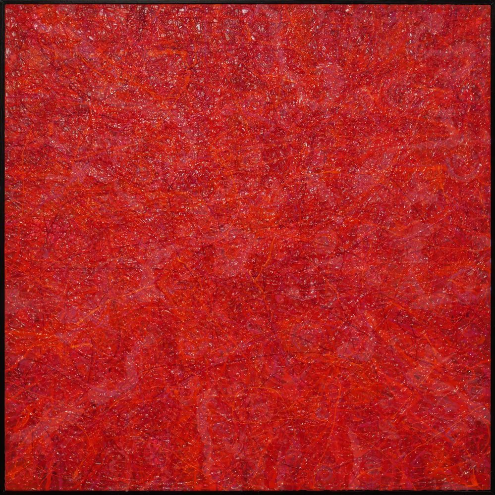 compositie rood 4 - schilderij van Jo & Josie, verfding.nl