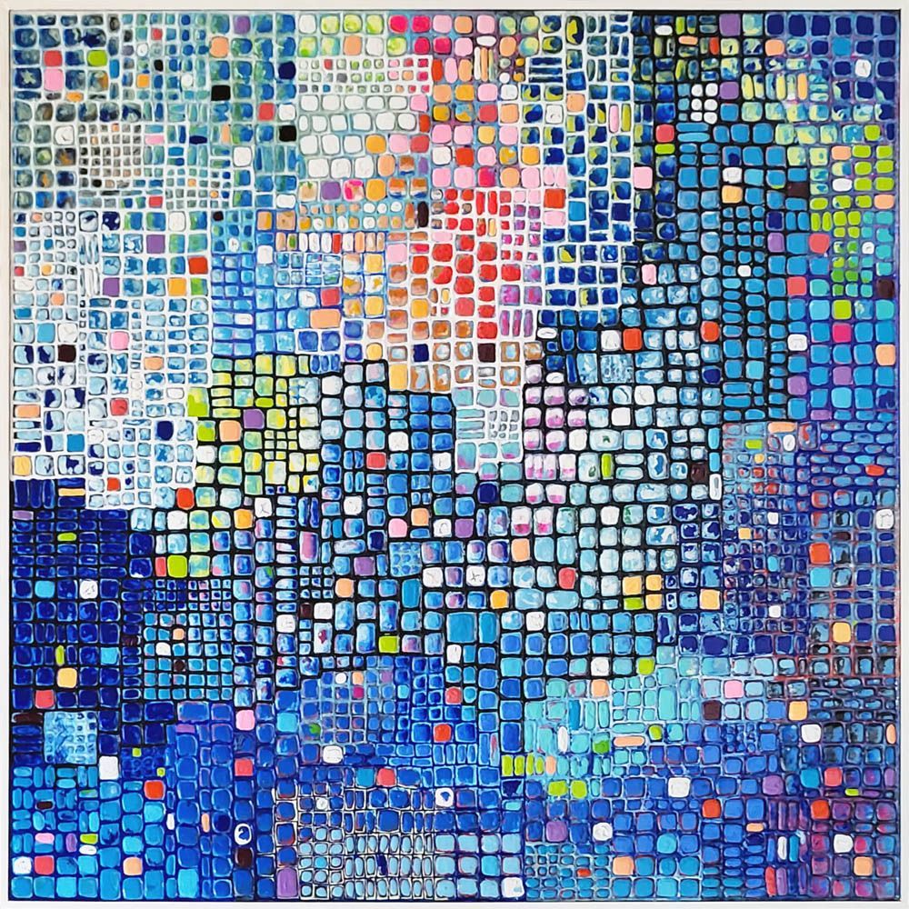 compositie blauwe vierkanten 7 - schilderij van Jo & Josie, verfding.nl