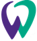 A purple and green tooth in the shape of a heart.