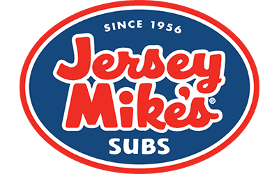 The jersey mikes subs logo is red and blue