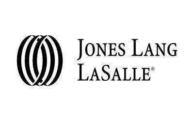 The jones lang lasalle logo is black and white and looks like a pumpkin.