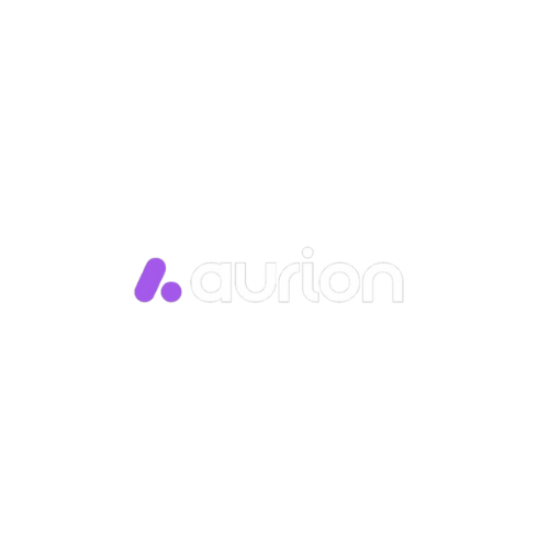 A purple logo with the word aurion on a white background.