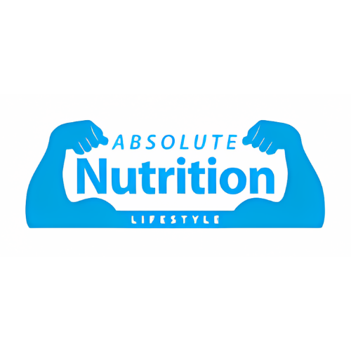 A blue logo for absolute nutrition lifestyle