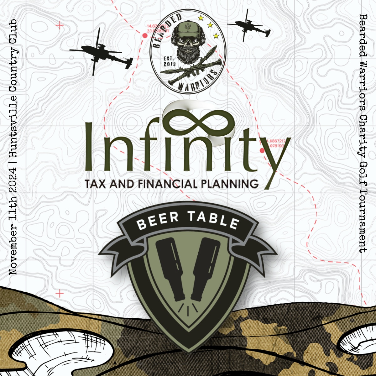 A poster for infinity tax and financial planning beer table