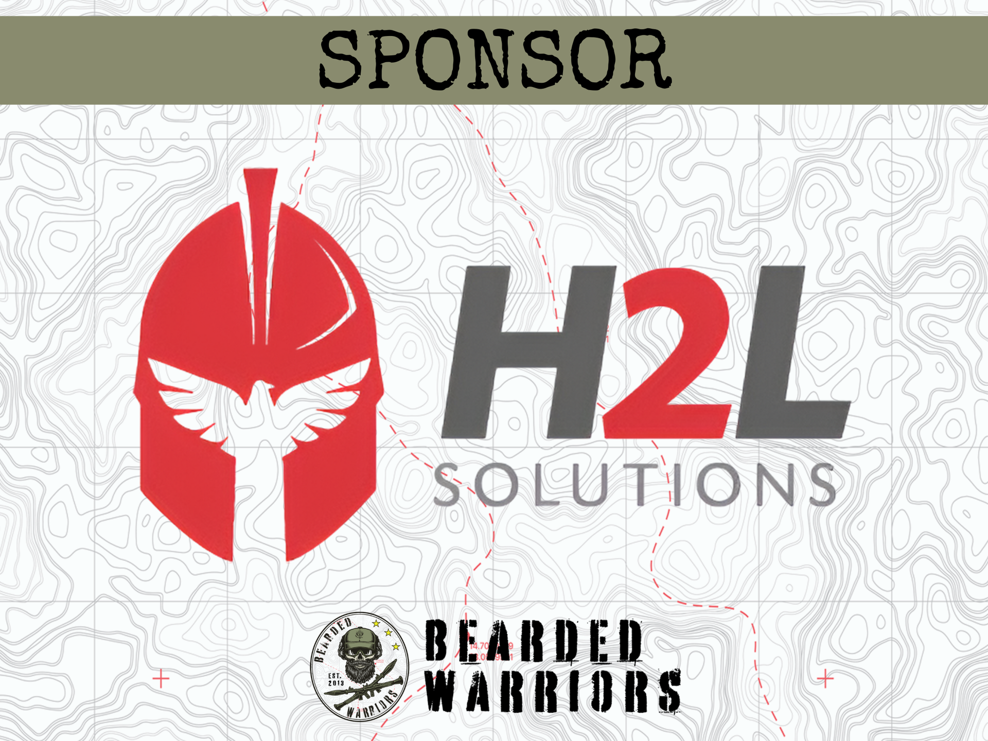 Sponsor logo: Red Spartan helmet with wings, H2L Solutions logo