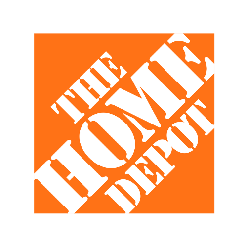 An orange and white logo for the home depot