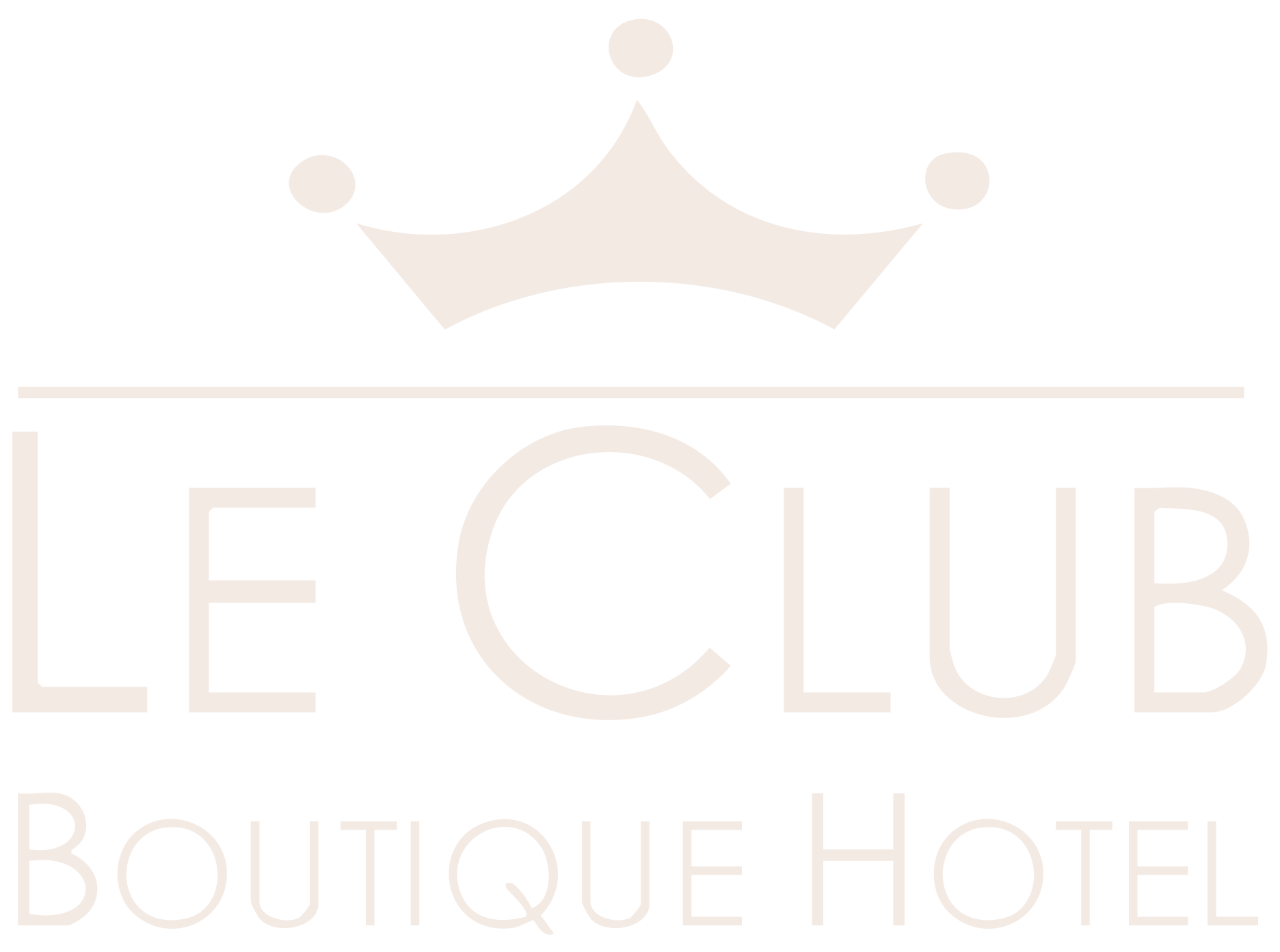 Logo for Le Club Boutique Hotel: a crown above text reading 