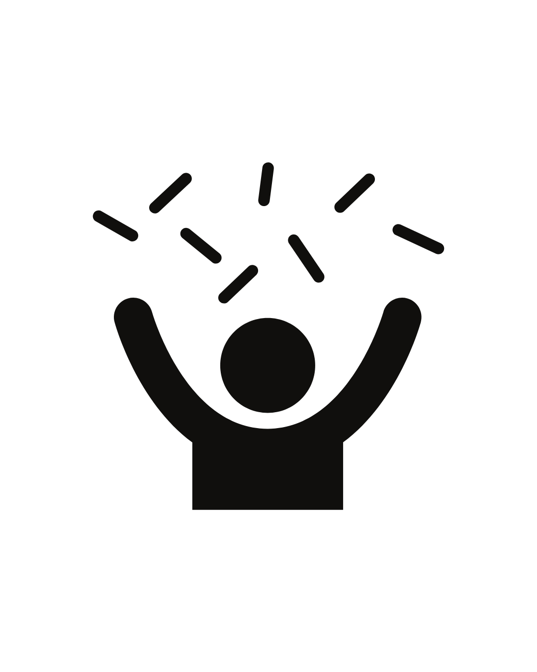 A silhouette of a man with his arms in the air.