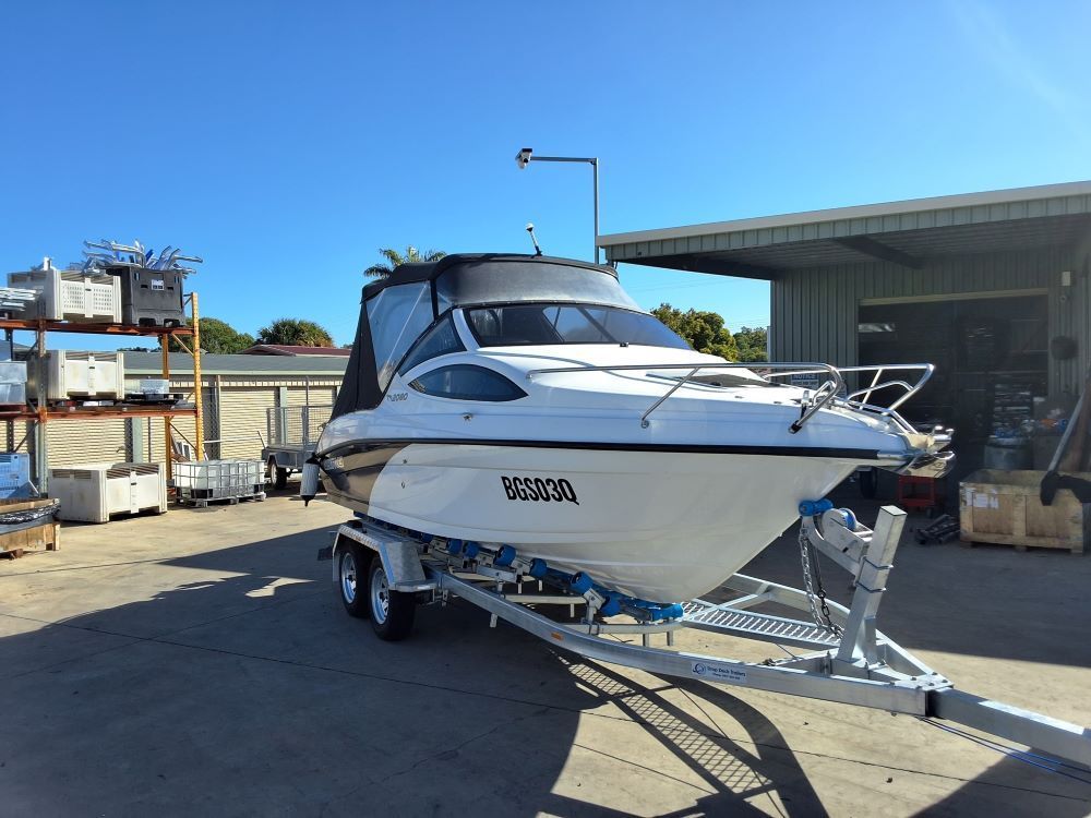 A Boat Is Parked on A Trailer — Drop Deck Trailers In Urangan, QLD
