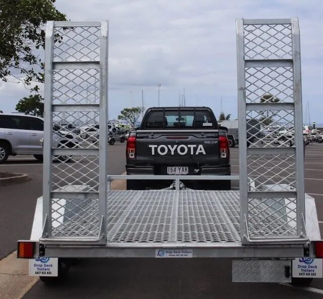 Car Carrier Trailer With Toyota Pick Back View — Drop Deck Trailers In Hervey Bay QLD