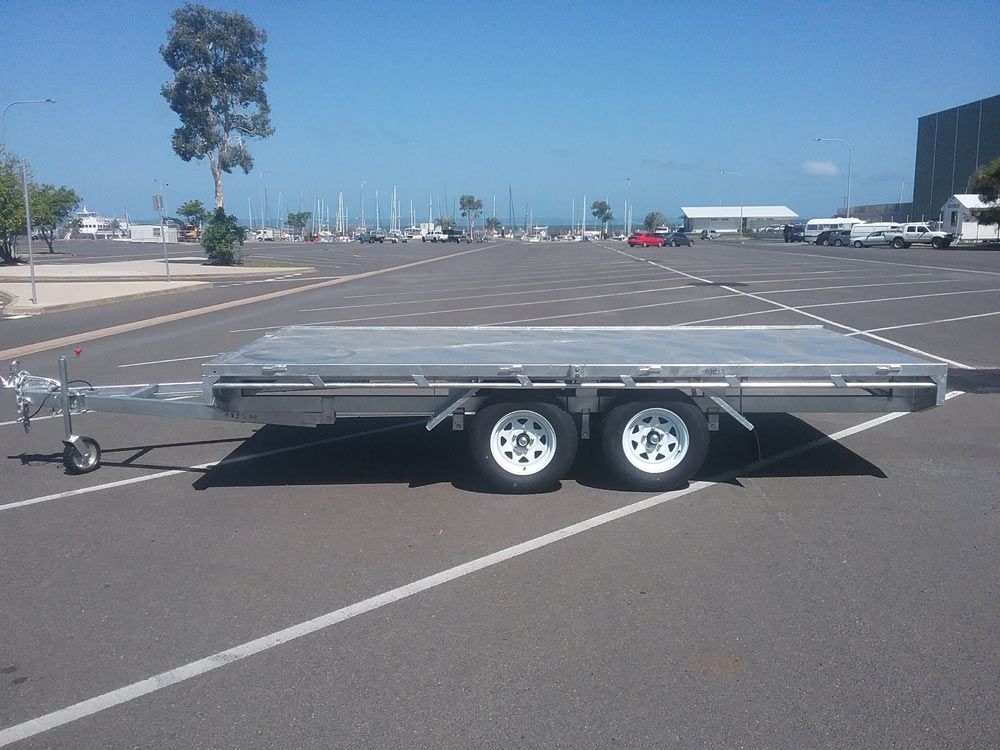 Flatbed With Two Wheels Side View — Drop Deck Trailers In Bundaberg QLD