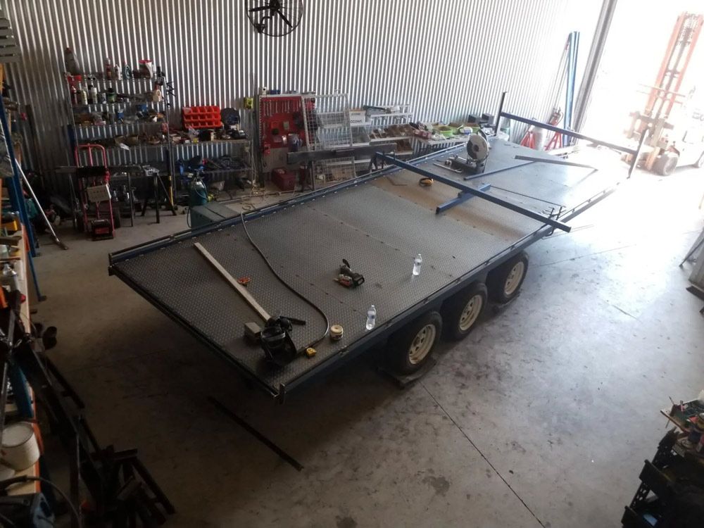 Heavy Duty Flatbed Trailer Under Repairing On The Shop — Drop Deck Trailers In Urangan QLD