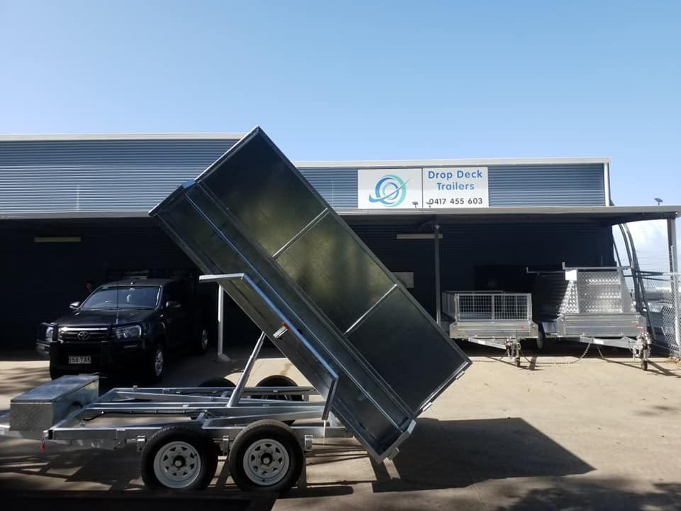 Hydraulic Tipper Trailer In Front Of The Shop — Drop Deck Trailers In Maryborough QLD