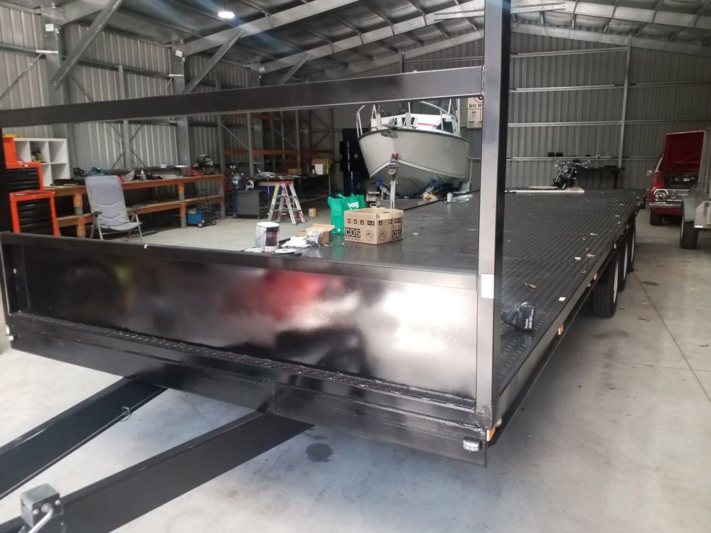 New Build Flatbed Car Trailer On The Shop — Drop Deck Trailers In Urangan QLD