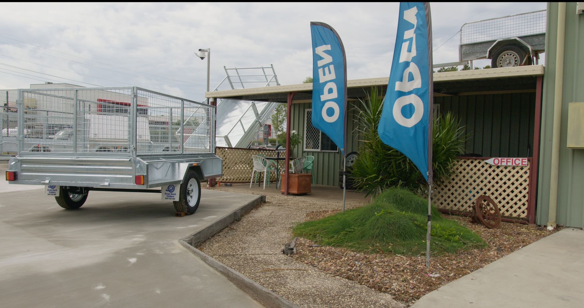 Trailer Out The Front Of Shop — Drop Deck Trailers In Urangan QLD