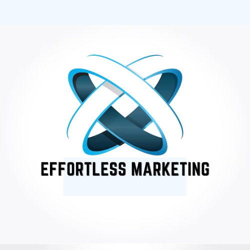 The logo for effortless marketing shows a shield with an arrow pointing up.