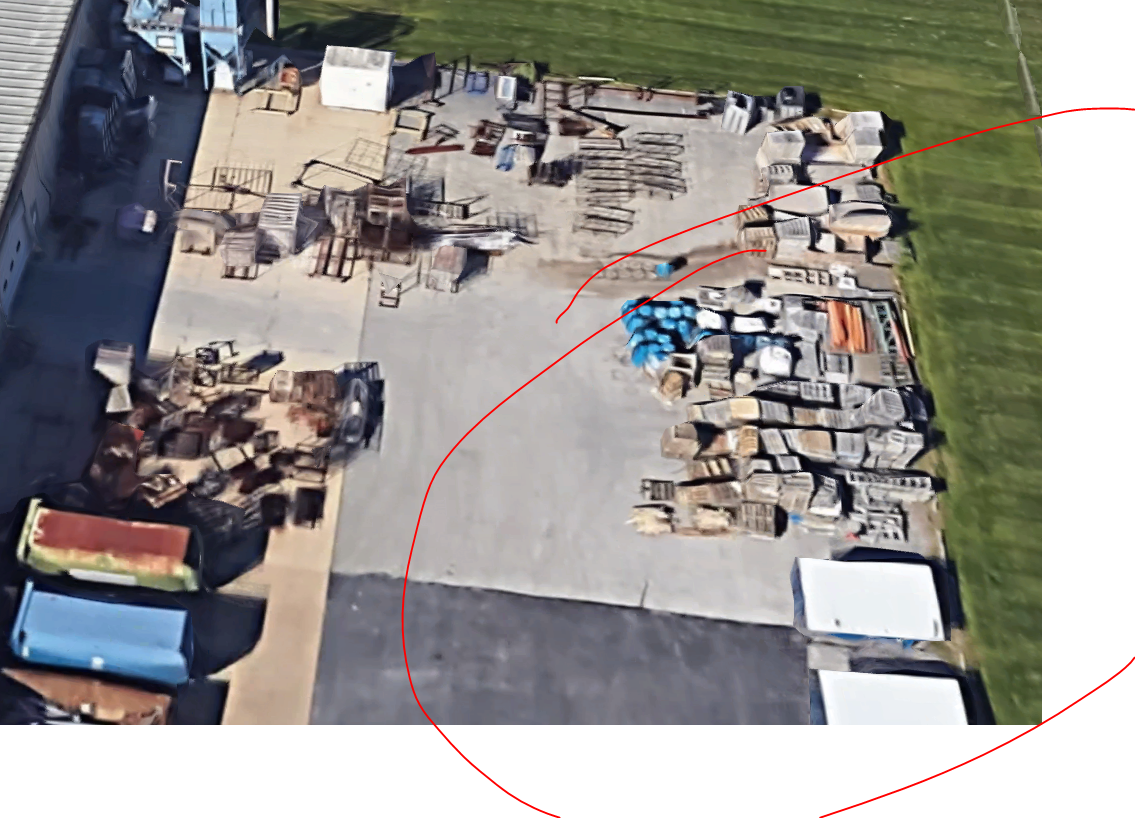 An aerial view of a warehouse highlighting a pallet supply discover pallet recycling profits with The Simplest Biz Training