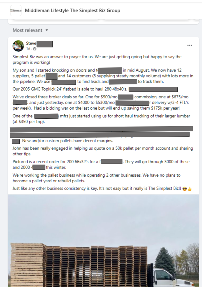 A facebook post with a picture of a building and a van.