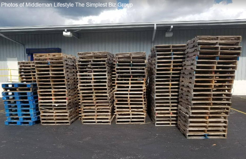Stacks of wooden pallets arranged—discover pallet recycling with The Simplest Biz Training