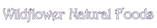 The word wildflower natural foods is written in purple on a white background.