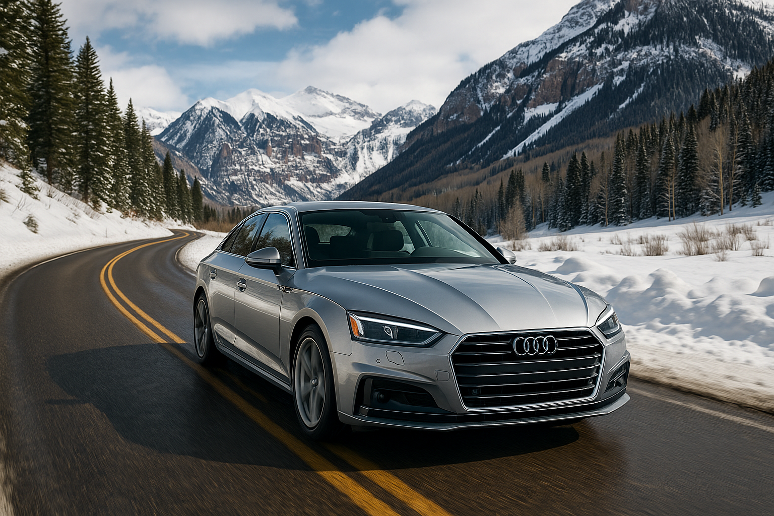 Engine block on a red stand; timing chains and gears visible, inside a workshop.