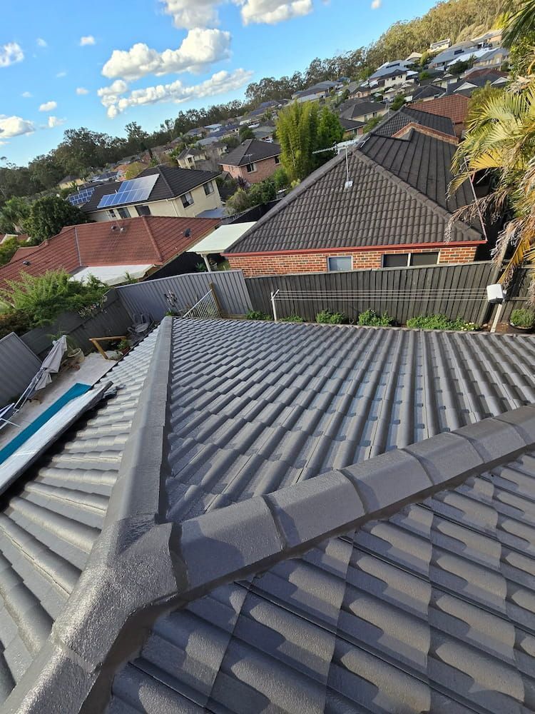 The Roof of a House With a Pool in the Backyard — Roof Restoration Masters In Budgewoi, NSW