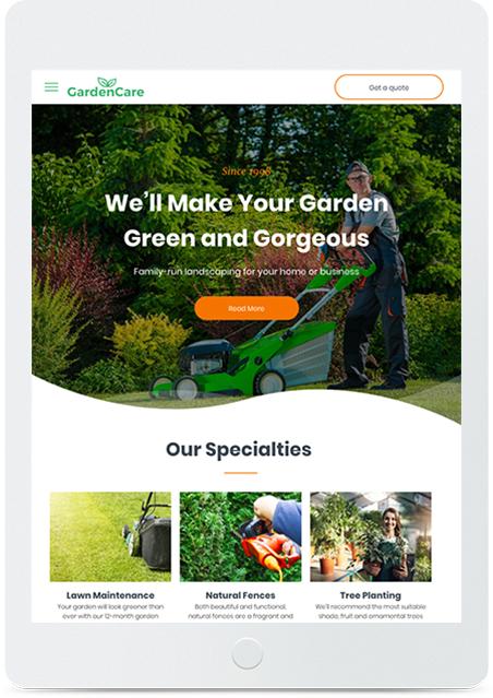 Garden Care on Tablet in LaunchCMS