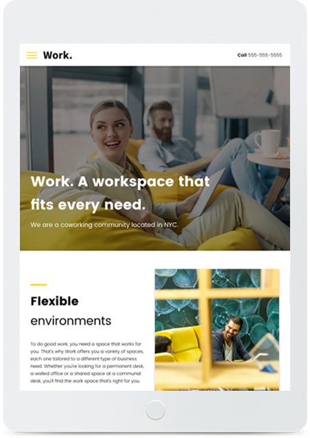 Work Template on Tablet in LaunchCMS