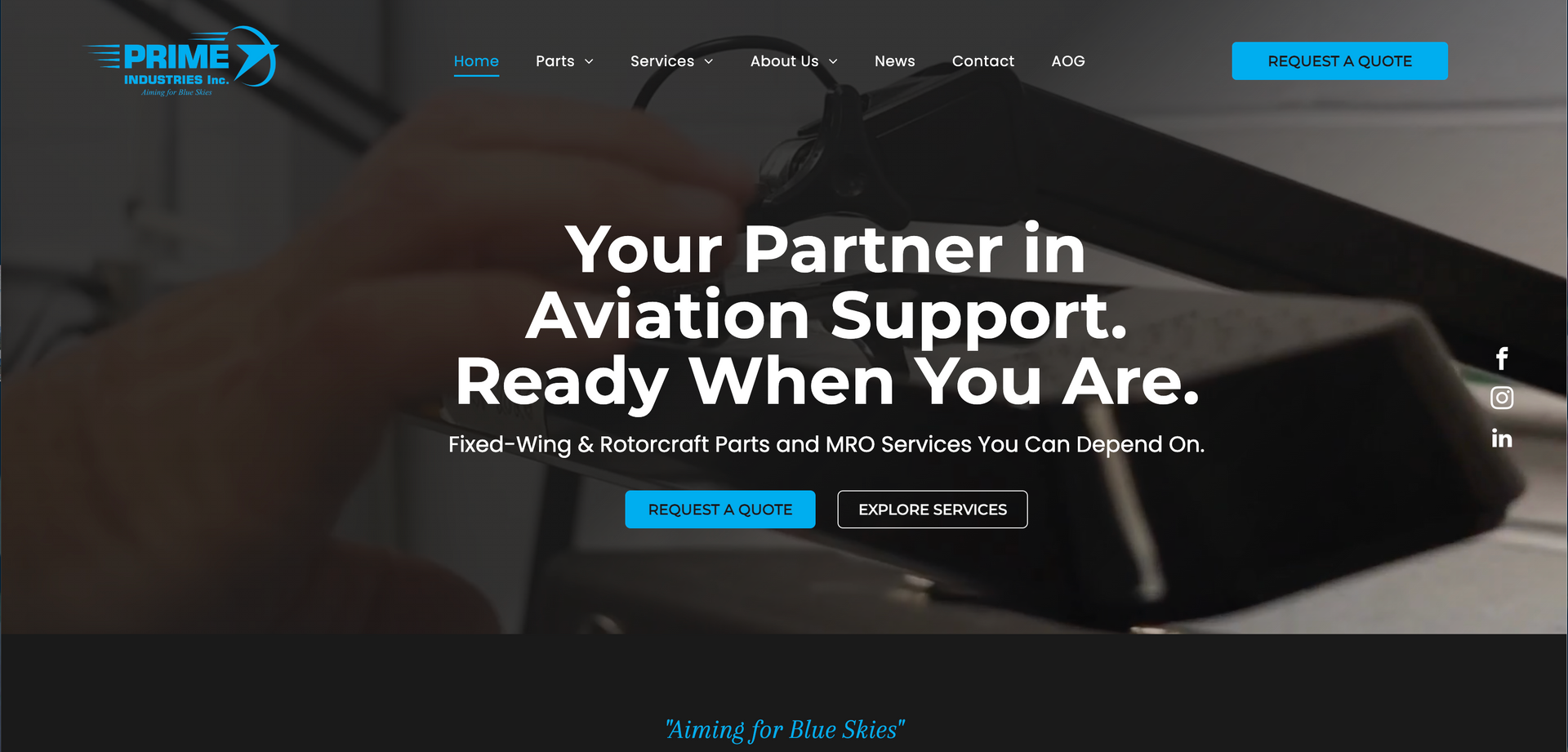 Prime Industries website