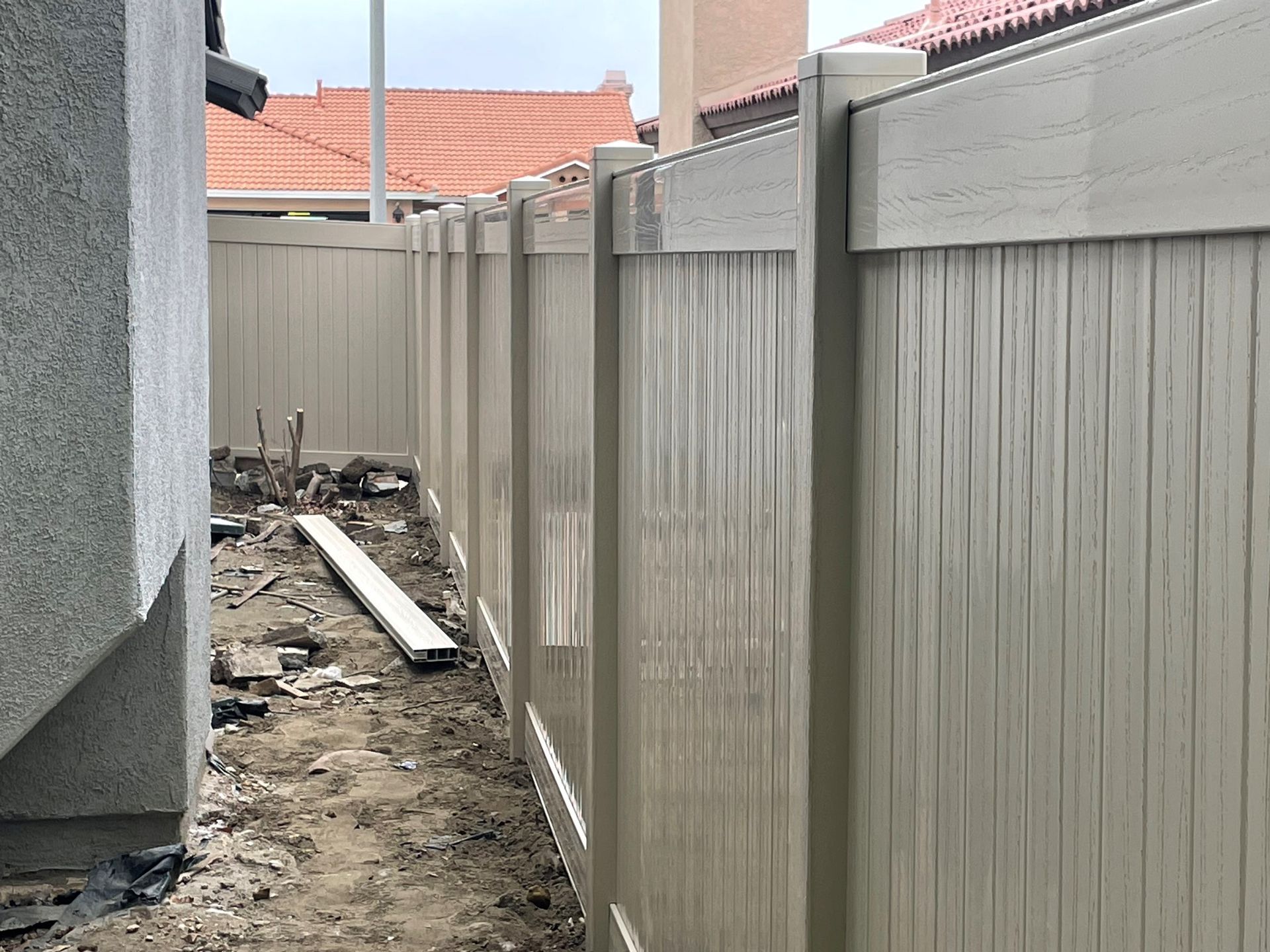 Backyard White Fence — Nuevo, CA — Golden West Fence