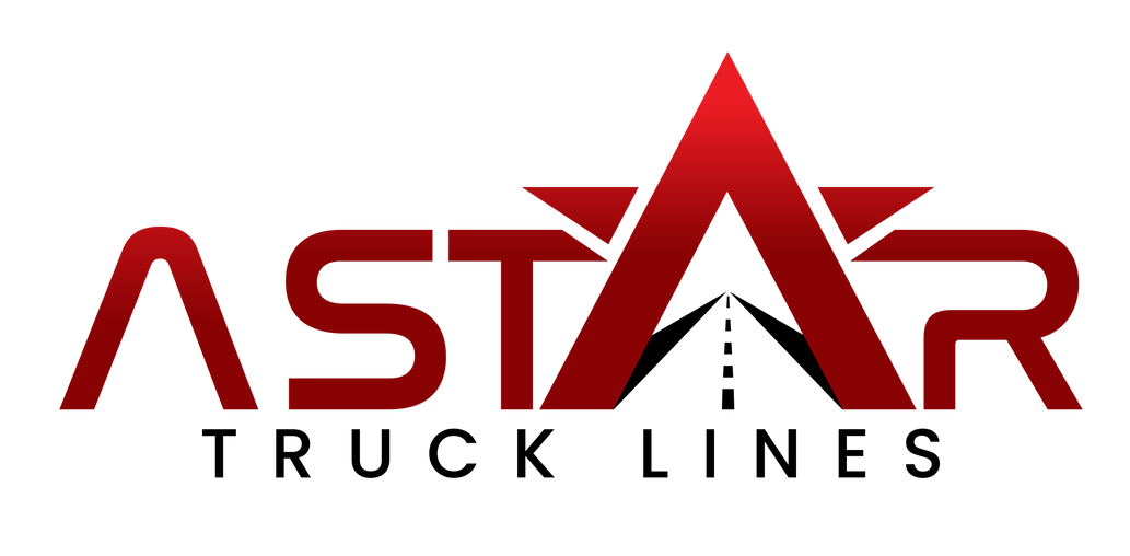 The logo for astar truck lines is red and black