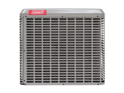Gray Coleman air conditioner unit with red logo.