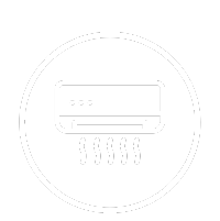 Air conditioner icon within a circle.