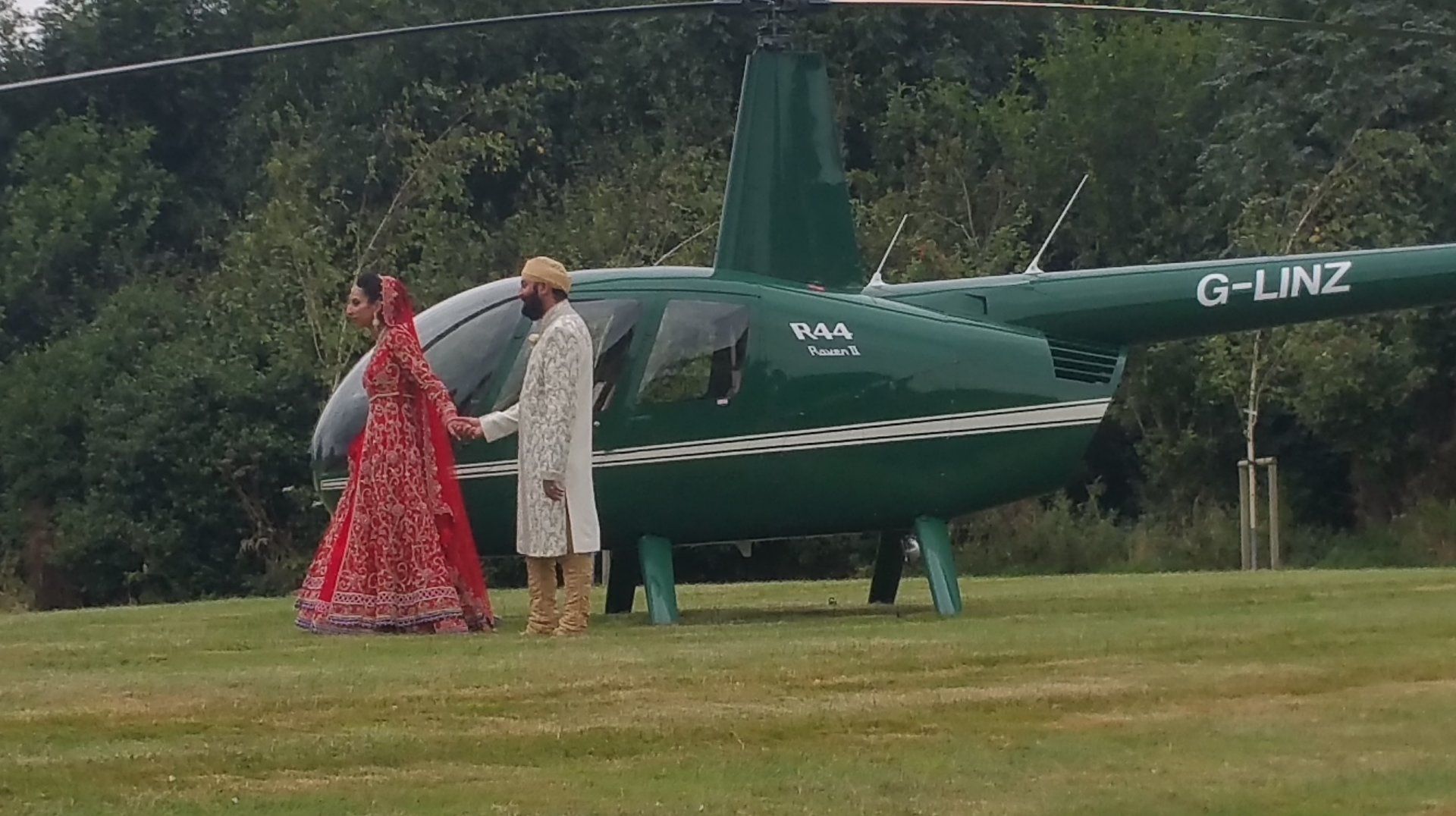 Ladywood Estate Asian Wedding Bride & Groom Helicopter