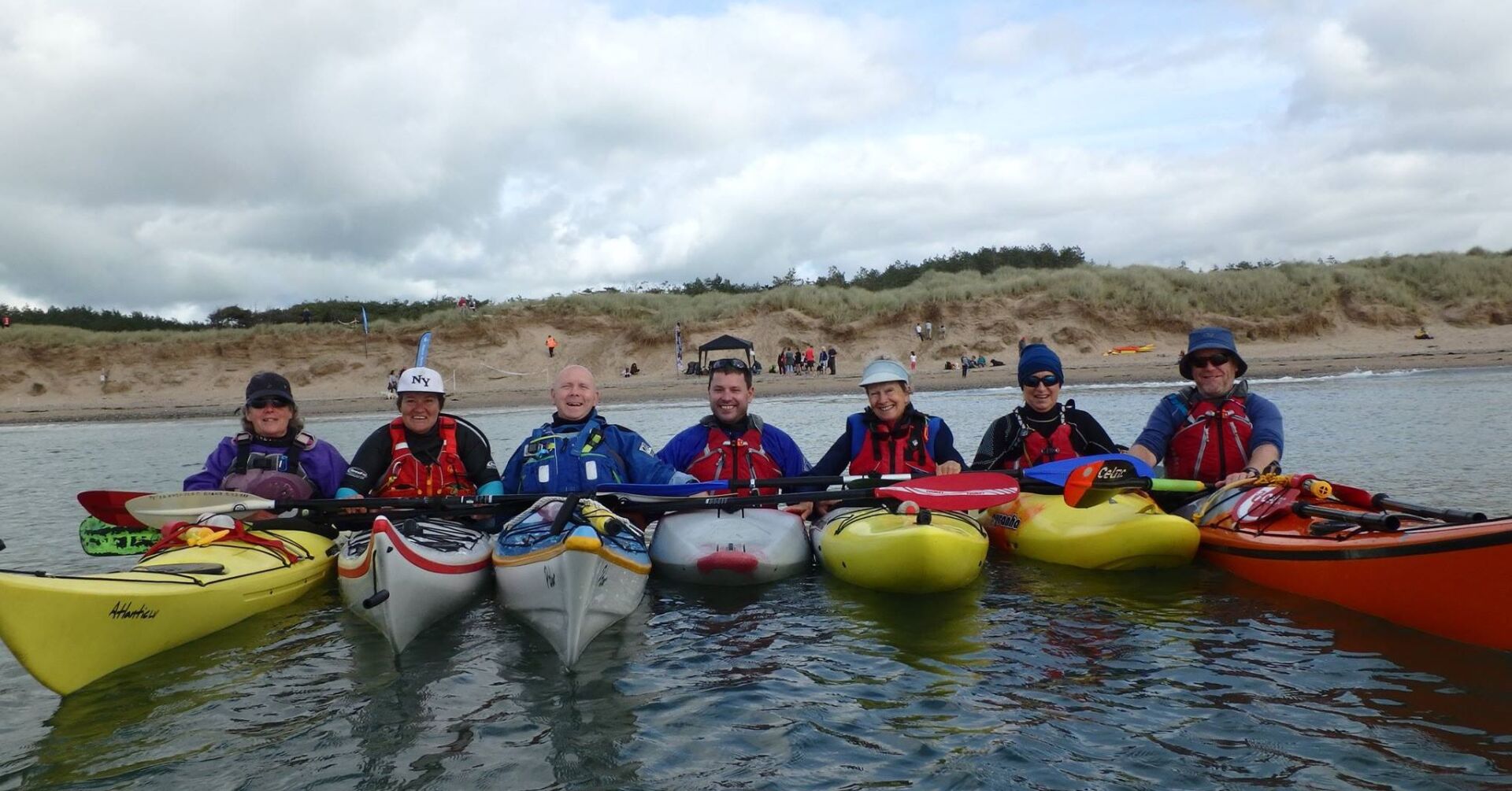 Photo of members of Amlwch Canoe Club in kayaks on the water