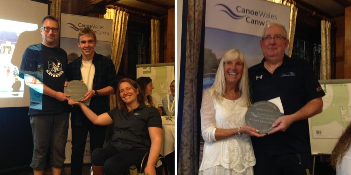 Winners of Club of the Year, and Volunteer of the Year, being awarded their plaques