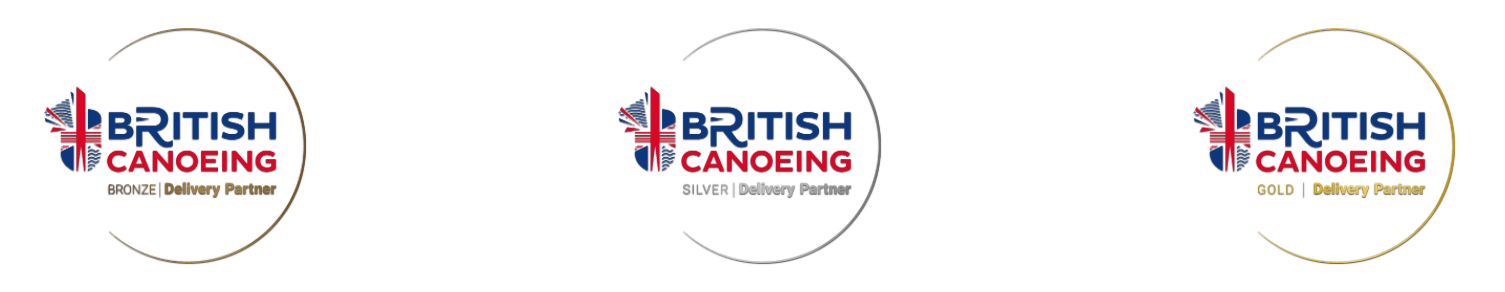 British Canoeing Delivery Partner - Bronze, Silver and Gold logos