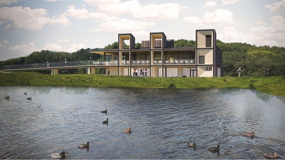 Picture of what the new community hub at Llanishen and Lisvane Reservoirs will look like