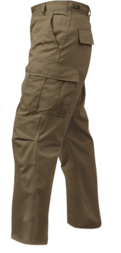 Brown cargo pants on a white background.
