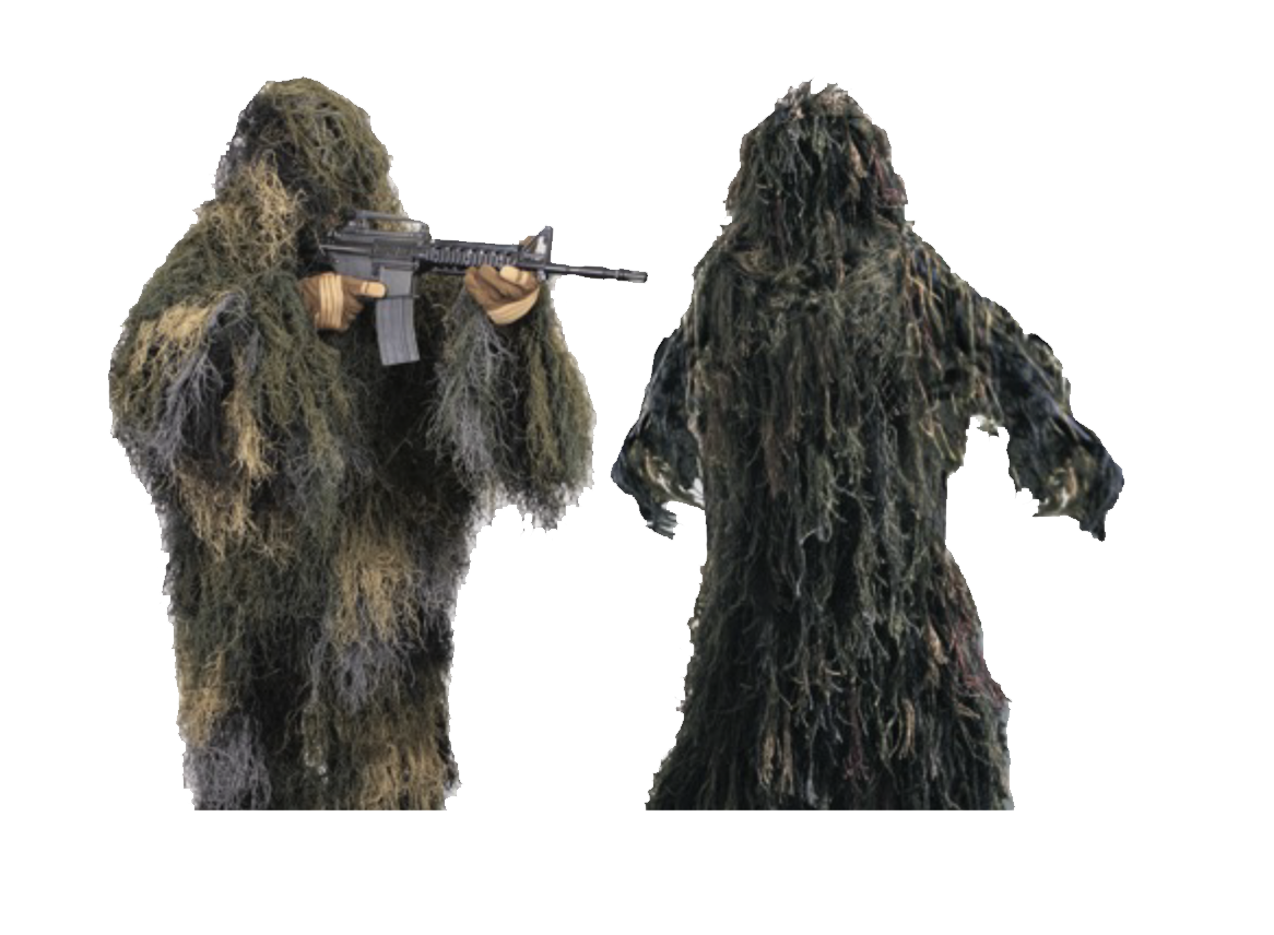 Person aims rifle with scope at something in the distance. Outdoor setting.