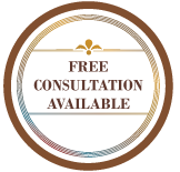 A circle with the words `` free consultation available '' written inside of it.