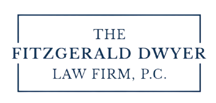 Logo for Fitzgerald Dwyer Law Firm, P.C. Blue text on white background within a blue rectangle.